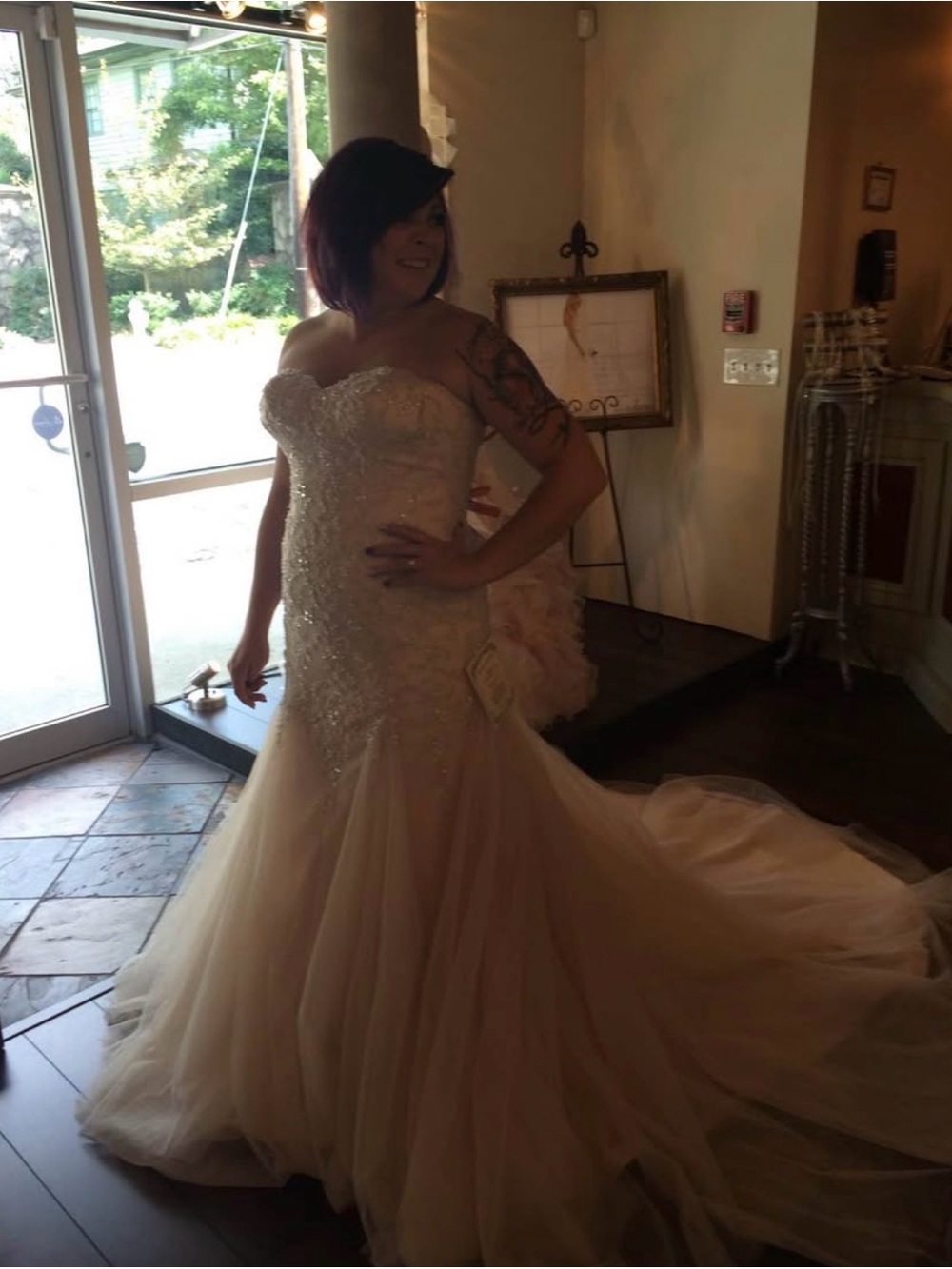 Strapless Beaded Mermaid Wedding Gown in Ivory